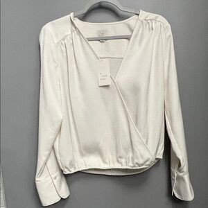 A New Day Cream Wrap Blouse
